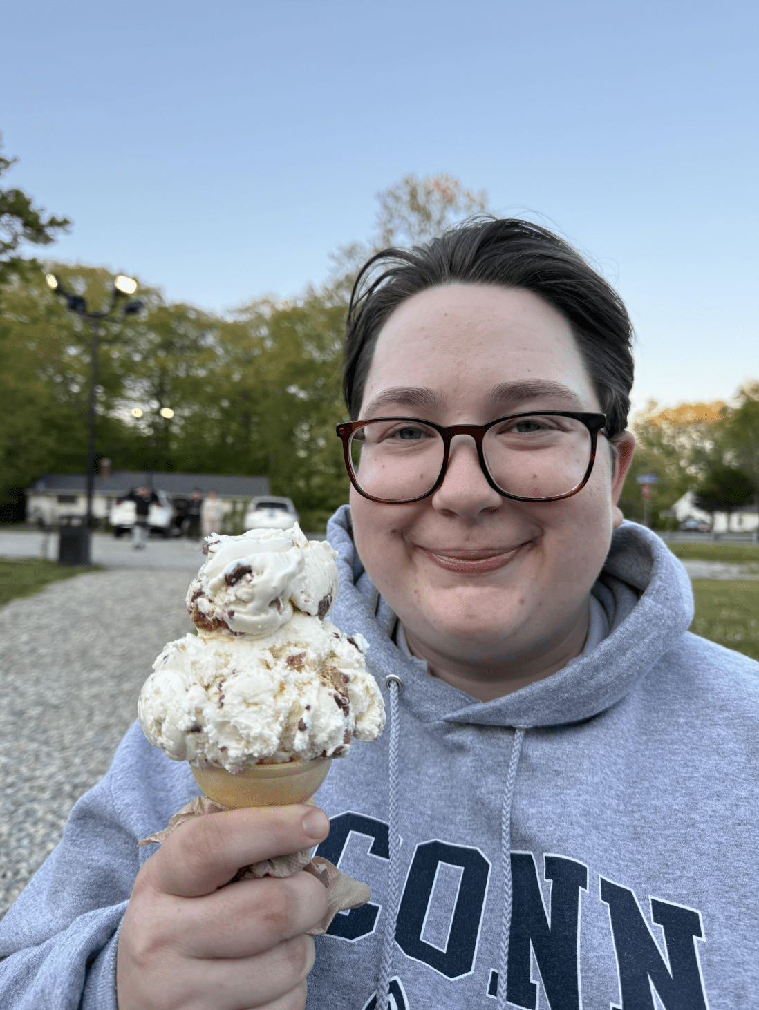 female holding ice cream